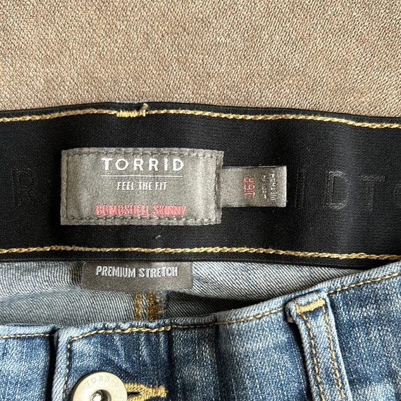 Torrid Blue Skinny Jeans with Distressed Details - Picture 2 of 10
